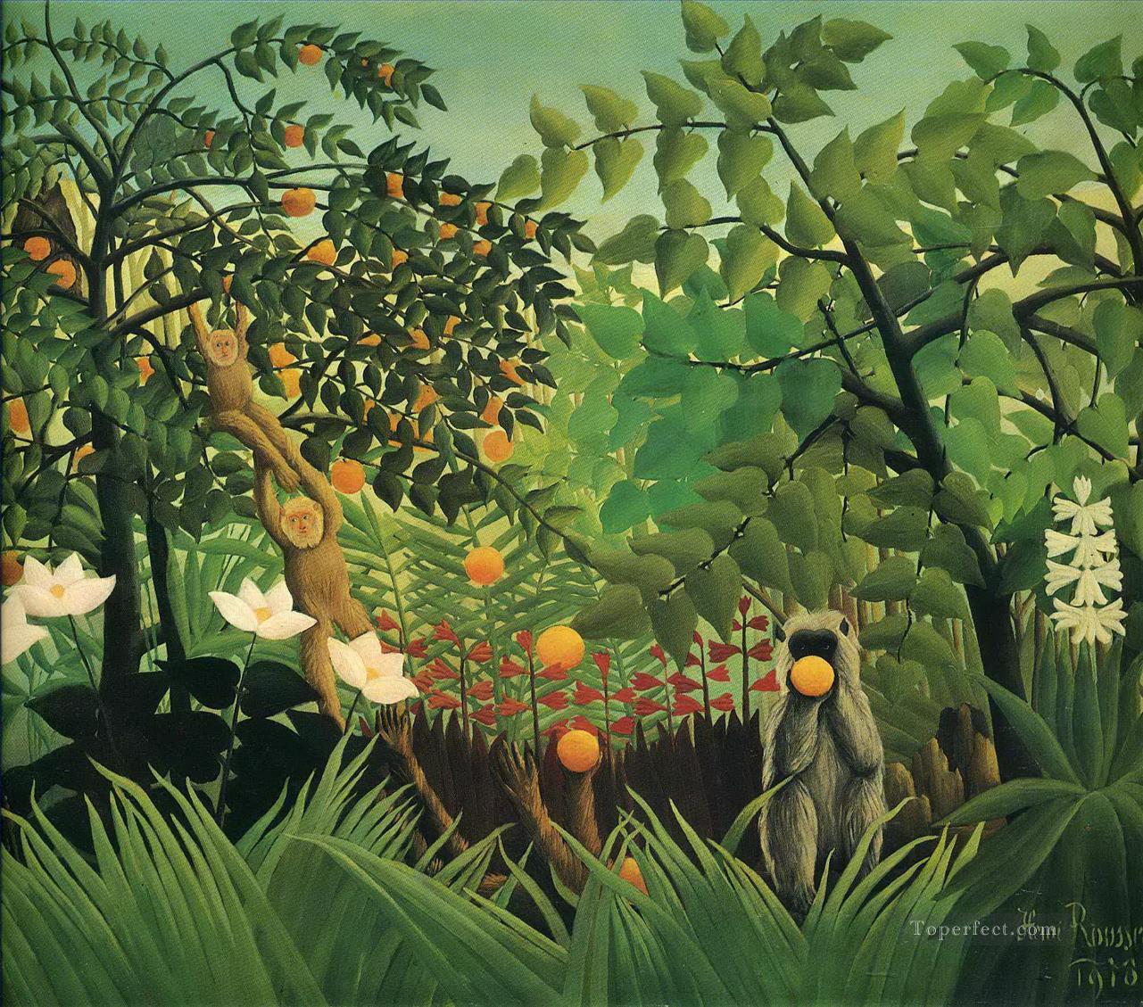 exotic landscape 1910 Henri Rousseau monkey Oil Paintings